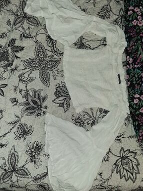 Women's White Smocked Off-Shoulder Crop Top
